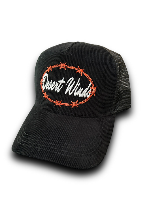 Barbed Corduroy Trucker Hat (Black)