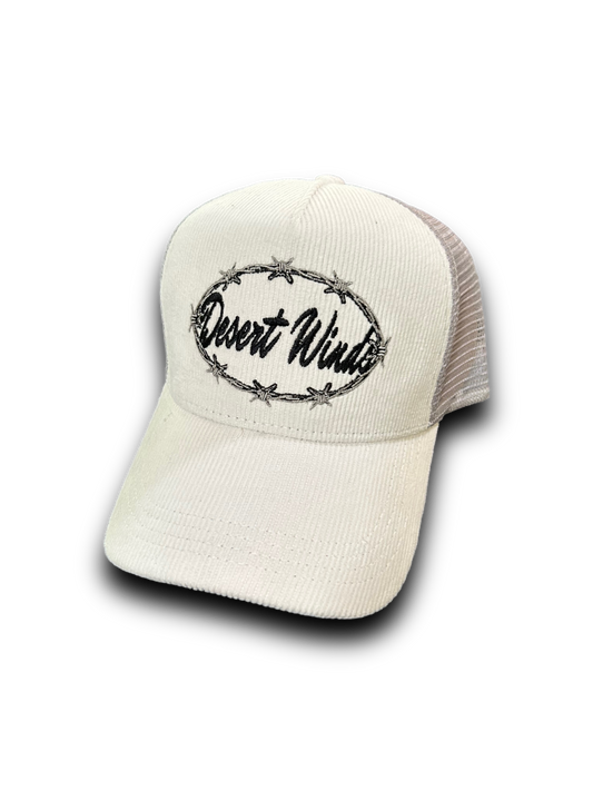 Barbed Corduroy Trucker Hat (White)